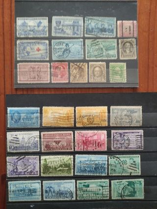 109 Sellos antiguos USA usados distintos