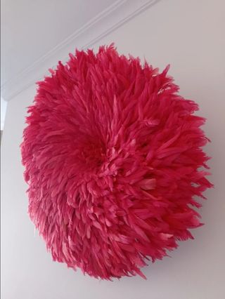 Adorno pared, plumas.  80 cm diámetro.
