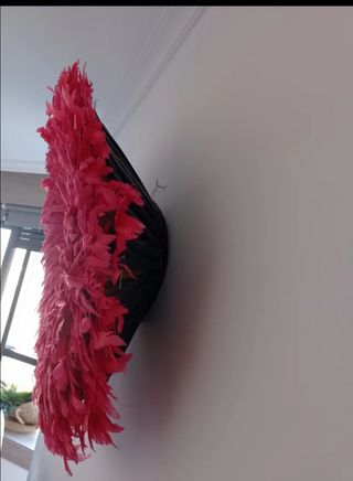 Adorno pared, plumas.  80 cm diámetro.