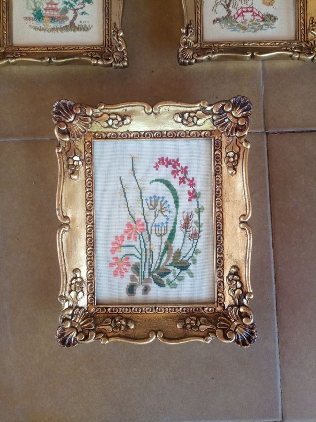 Lote 3 Cuadros punto de Cruz