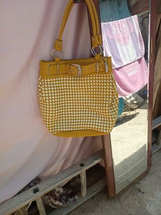 Bolso mostaza tejido - Amarillo