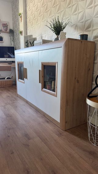 Aparador salón 3 puertas - Madera blanco/marrón