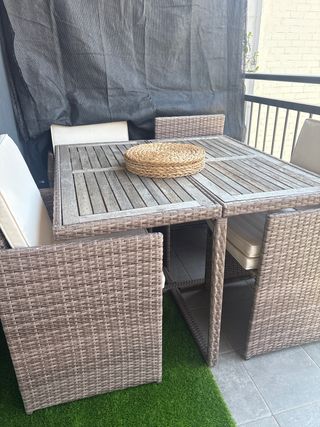 Conjunto jardín - Mesa 4 sillas mimbre