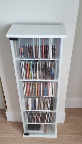 Armario CD's blanco - Madera y cristal