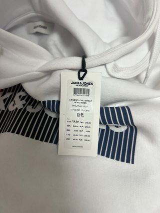 Sudadera Jack & Jones blanca original con etiqueta