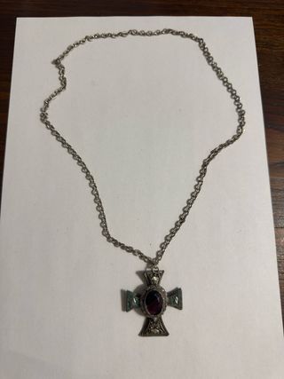 Collana croce argento 900 con Grande ametista 