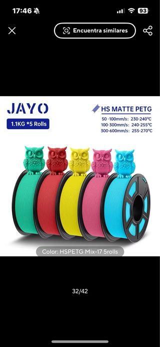 Filamentos 3D - Diferentes colores y materiales 