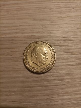 Moneda 2,5 pesetas España Franco  estrella 54.