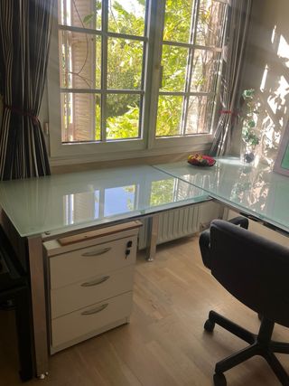 Mesa escritorio cristal moderna