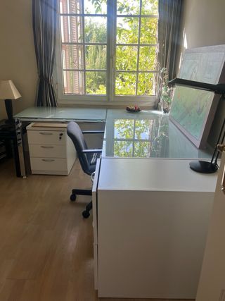 Mesa escritorio cristal moderna