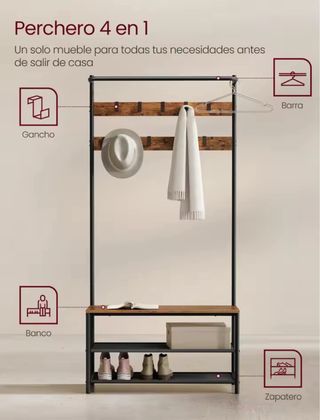 Perchero 4 en 1: Madera & Metal
