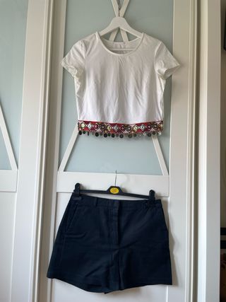 Conjunto Zara: top y short negros