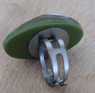 Anillo bisutería verde-amarillo