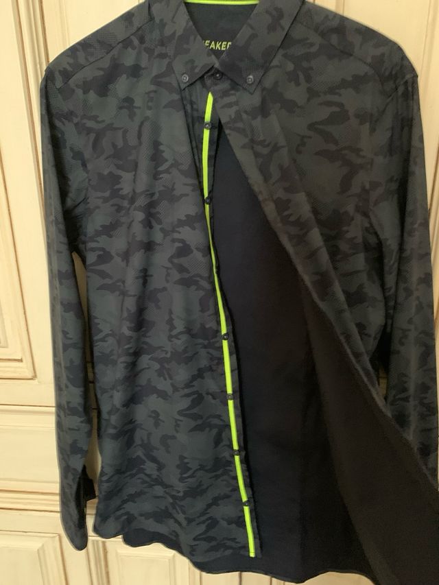 Camisa tono azul hombre L stretch