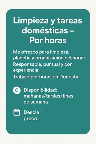 Limpieza y tareas domésticas – Por horas