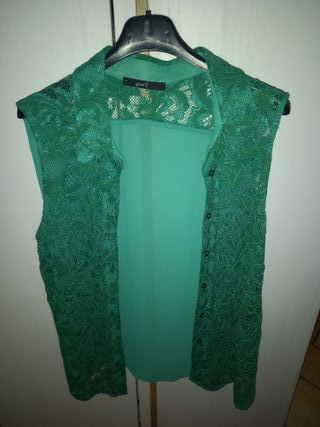 Camicia verde pizzo maniche corte