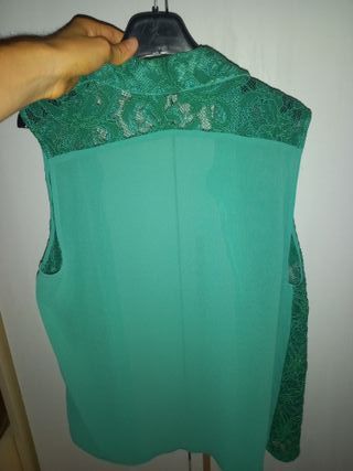 Camicia verde pizzo maniche corte