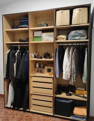 Armario vestidor de madera 3 módulos