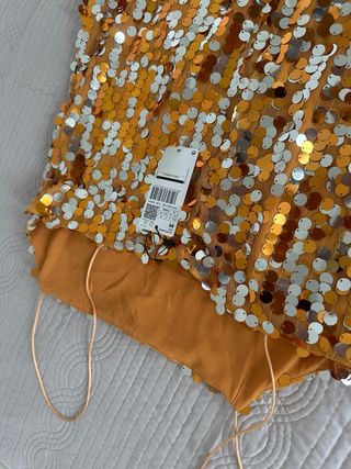 Vestido lentejuelas dorado y plateado - Talla M