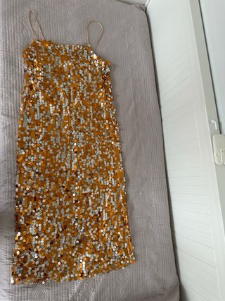 Vestido lentejuelas dorado y plateado - Talla M