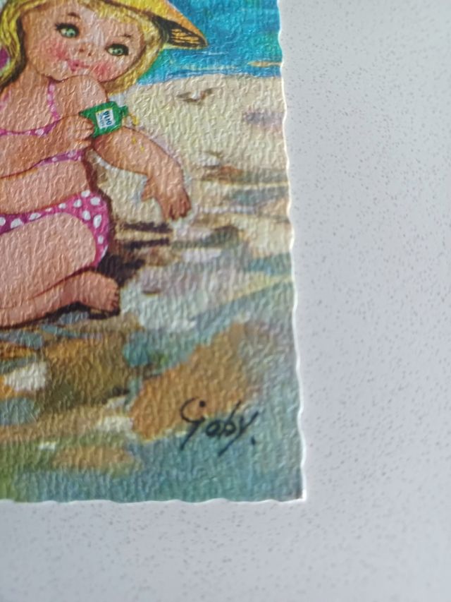 4 cartoline bimbi in spiaggia Gaby vintage
