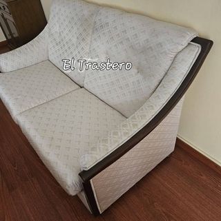 SOFA DOS PLAZAS BRAZOS MADERA
