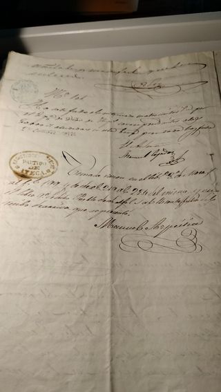 Documento antiguo Bendición 1856