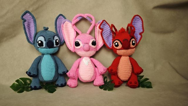 Stitch,Leroy y Ángel amigurumi de crochet