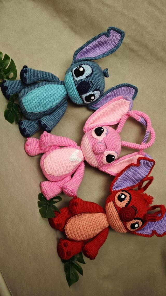 Stitch,Leroy y Ángel amigurumi de crochet
