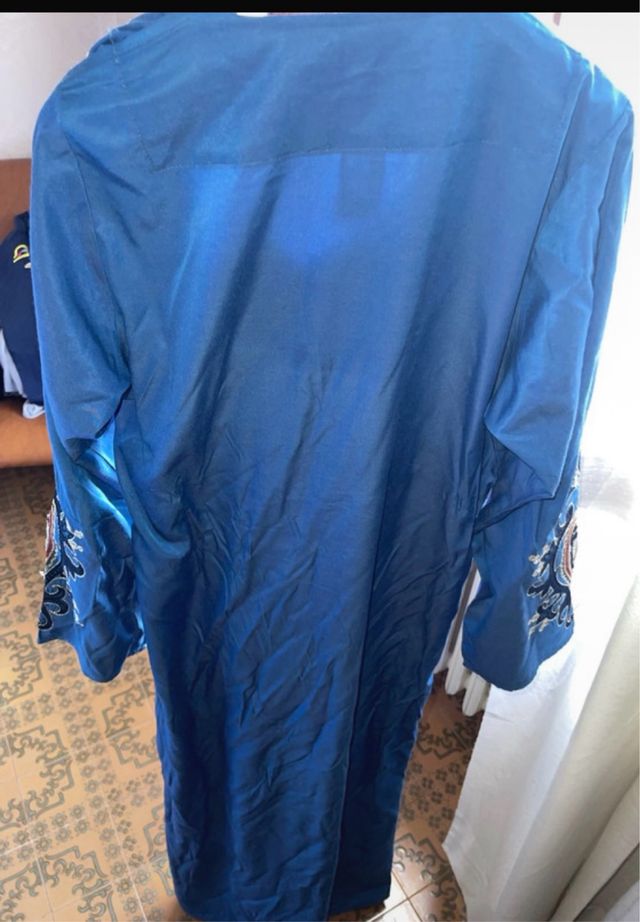 Djellaba ricamato a mano blu tg M