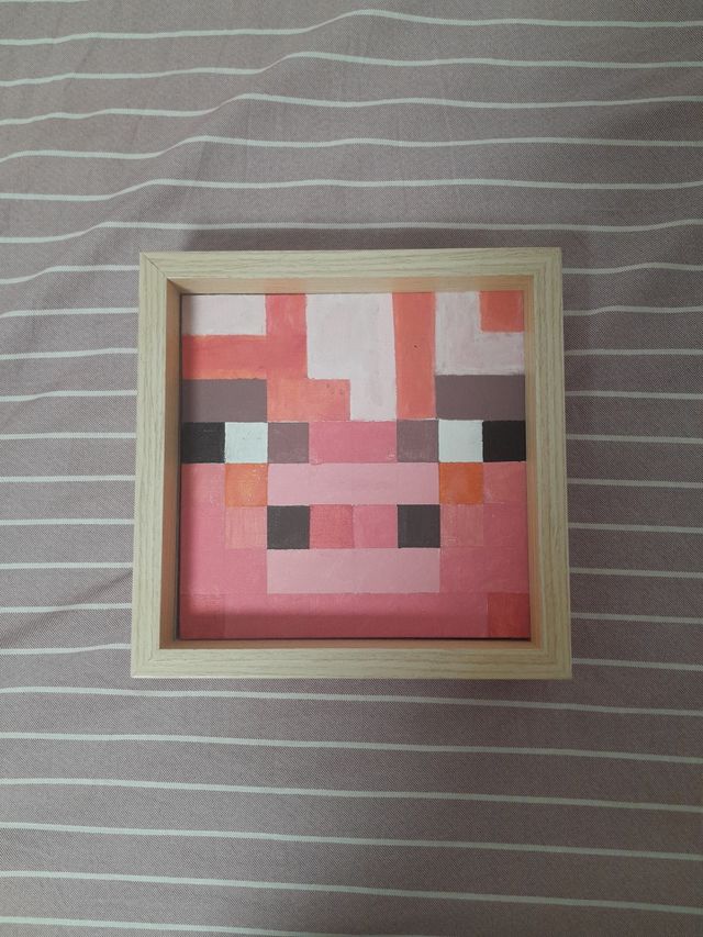 Cuadro Minecraft Cerdo (hecho a mano)