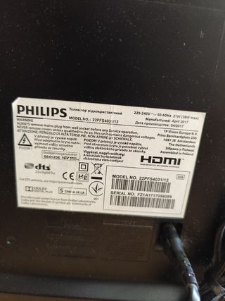 TV Philips 22" - Pantalla negra