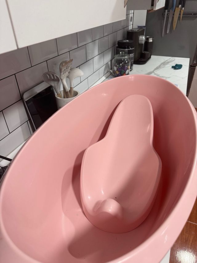 Bañera bebé rosa + asiento