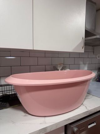Bañera bebé rosa + asiento