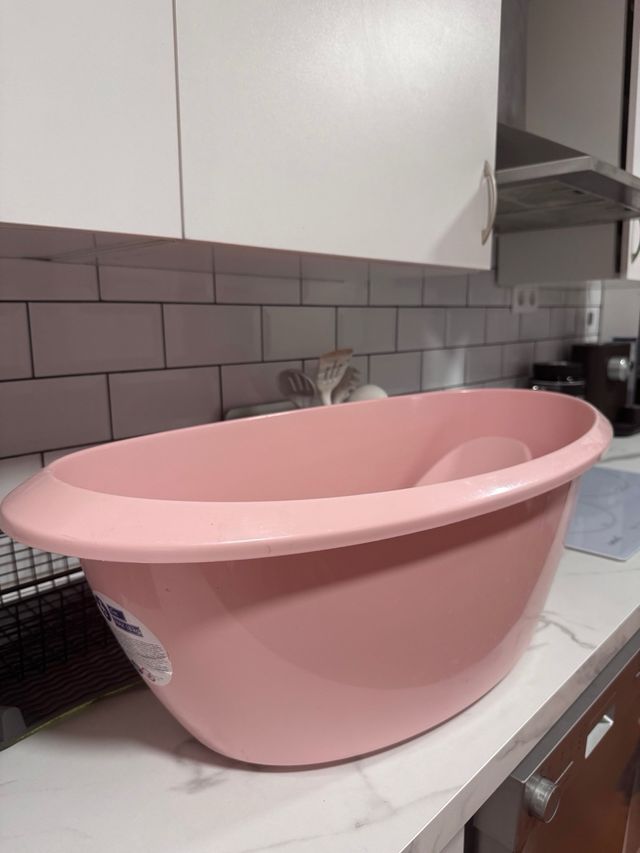 Bañera bebé rosa + asiento