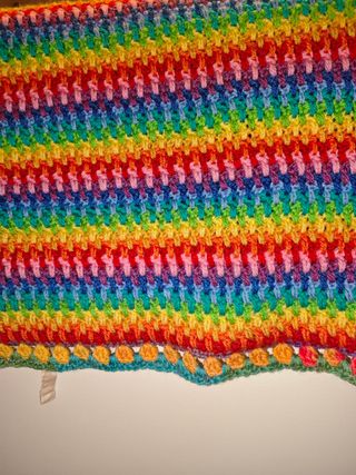 Manta crochet multicolor cama matrimonio