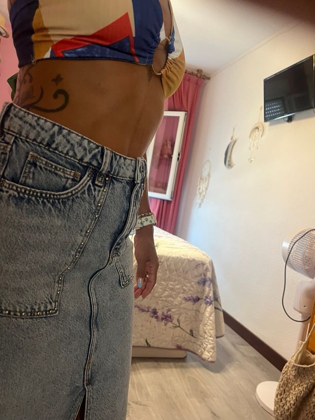 Falda vaquera midi azul