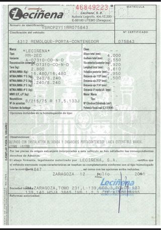 OPORTUNIDAD - Remolque Leciñena doble eje