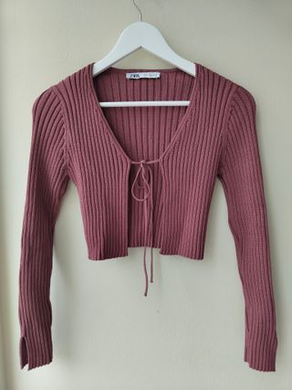 Chaqueta Zara canalé morada - Talla S