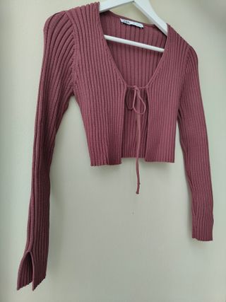 Chaqueta Zara canalé morada - Talla S