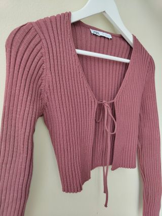 Chaqueta Zara canalé morada - Talla S