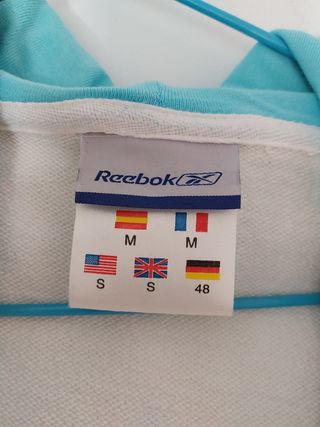 Sudadera Reebok Athletics blanca/ turquesa S/M