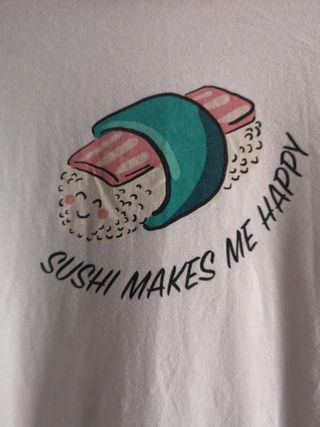 Camiseta Sushi Pull&Bear blanca