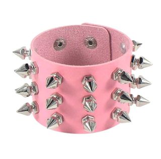 Pulsera punk rosa con pinchos