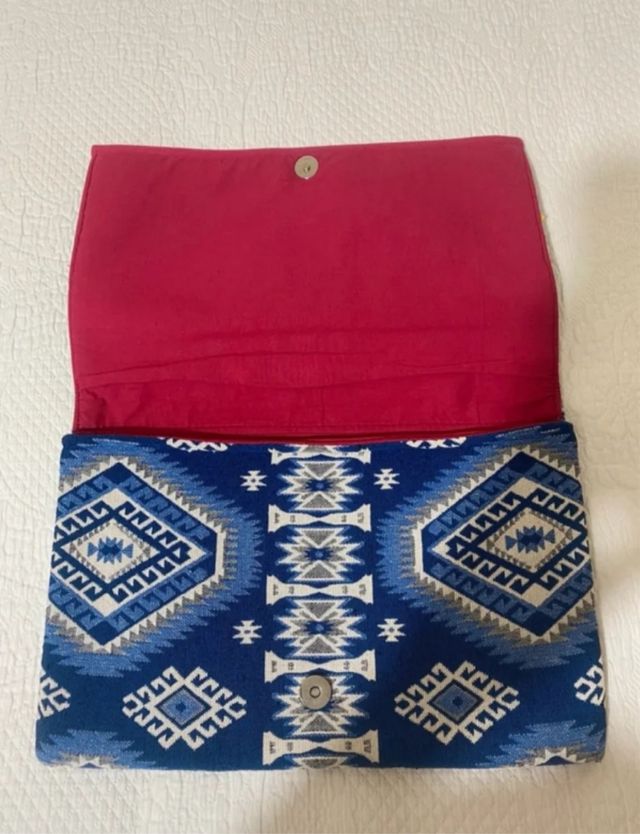 Bolso de mano azul multicolor