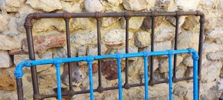 Cabecero cama hierro antiguo azul