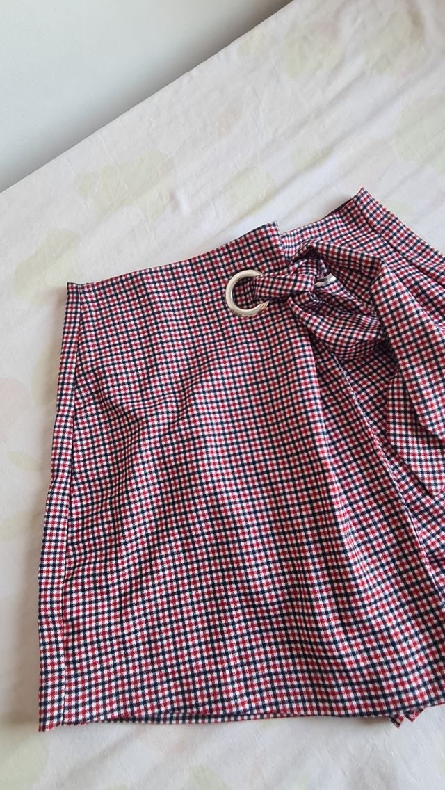 Falda pantalón vichy roja-negra