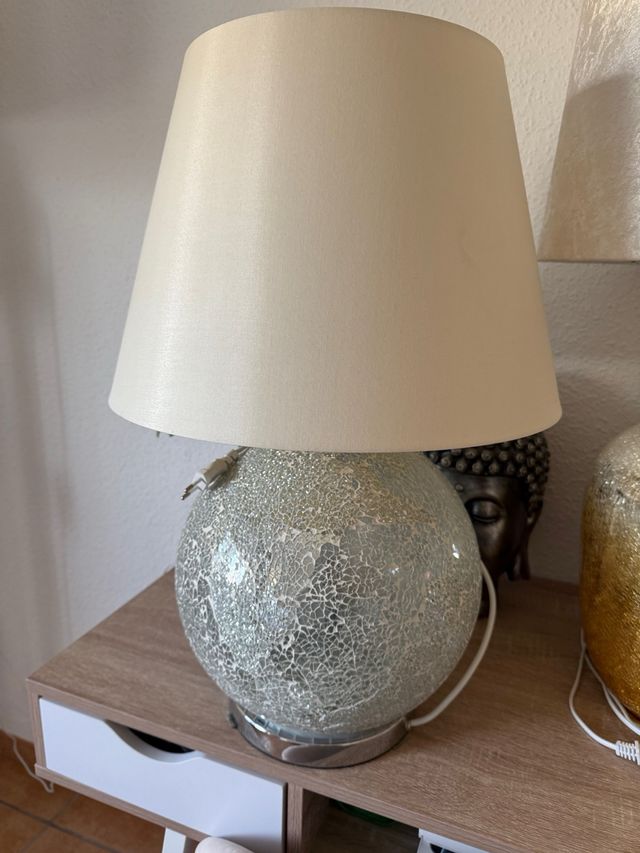 Lámpara mesa mosaico plata