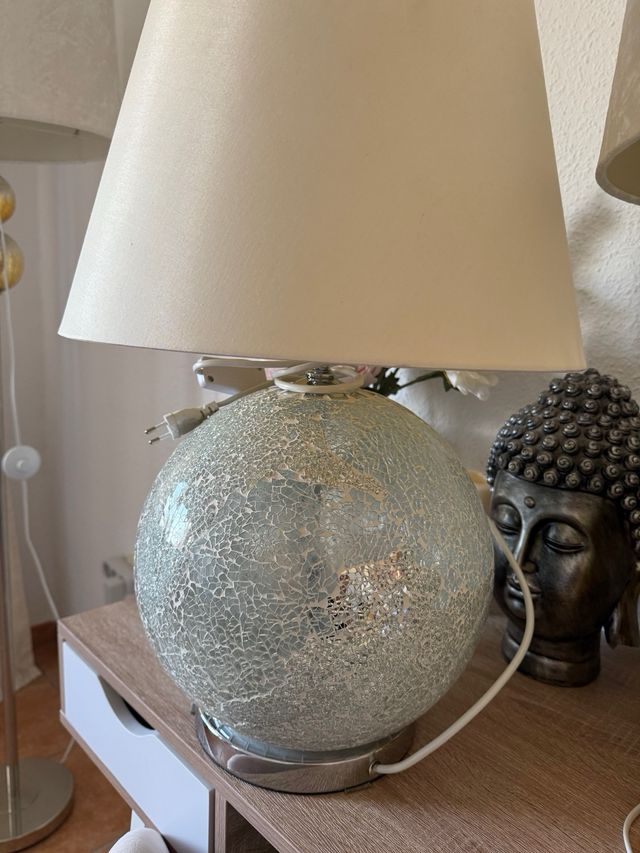 Lámpara mesa mosaico plata