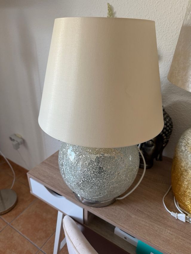 Lámpara mesa mosaico plata